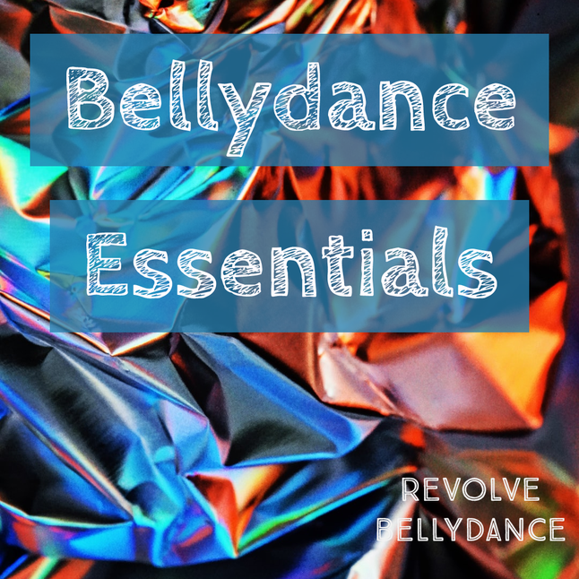 Colourful texture with Bellydance Essentials title on it.